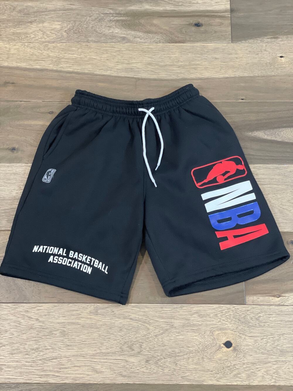 NBA Shorts Size S Age 8 Youth Boys Black Cotton Drawstring Elastic Waist Logo